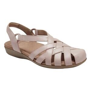 Earth Origins Berri Woven Leather Casual Sandals Women's 8.5 N Round Toe Pink